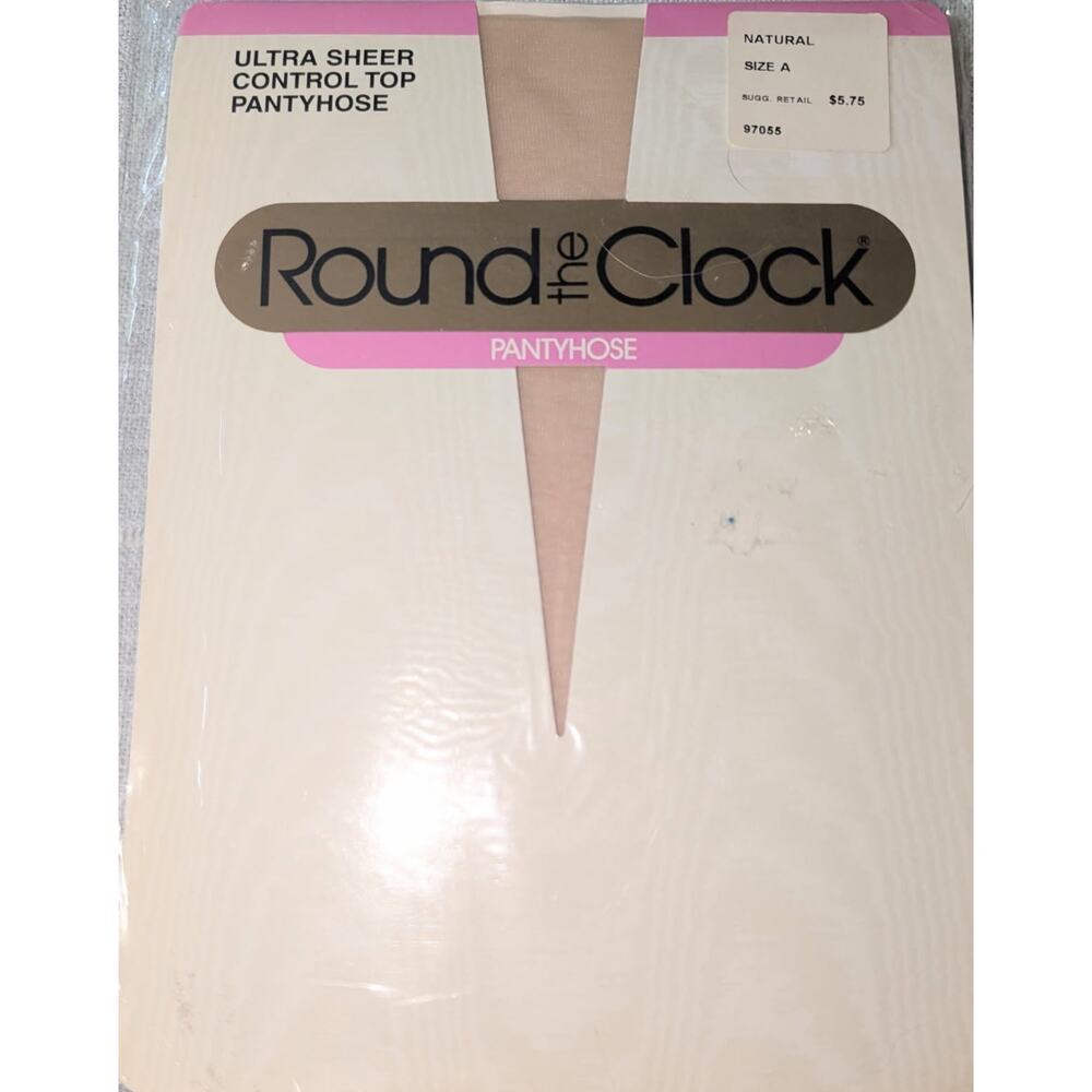 New Round the Clock Ultra Sheer Control Top Pantyhose Nylons Natural Sz A Small